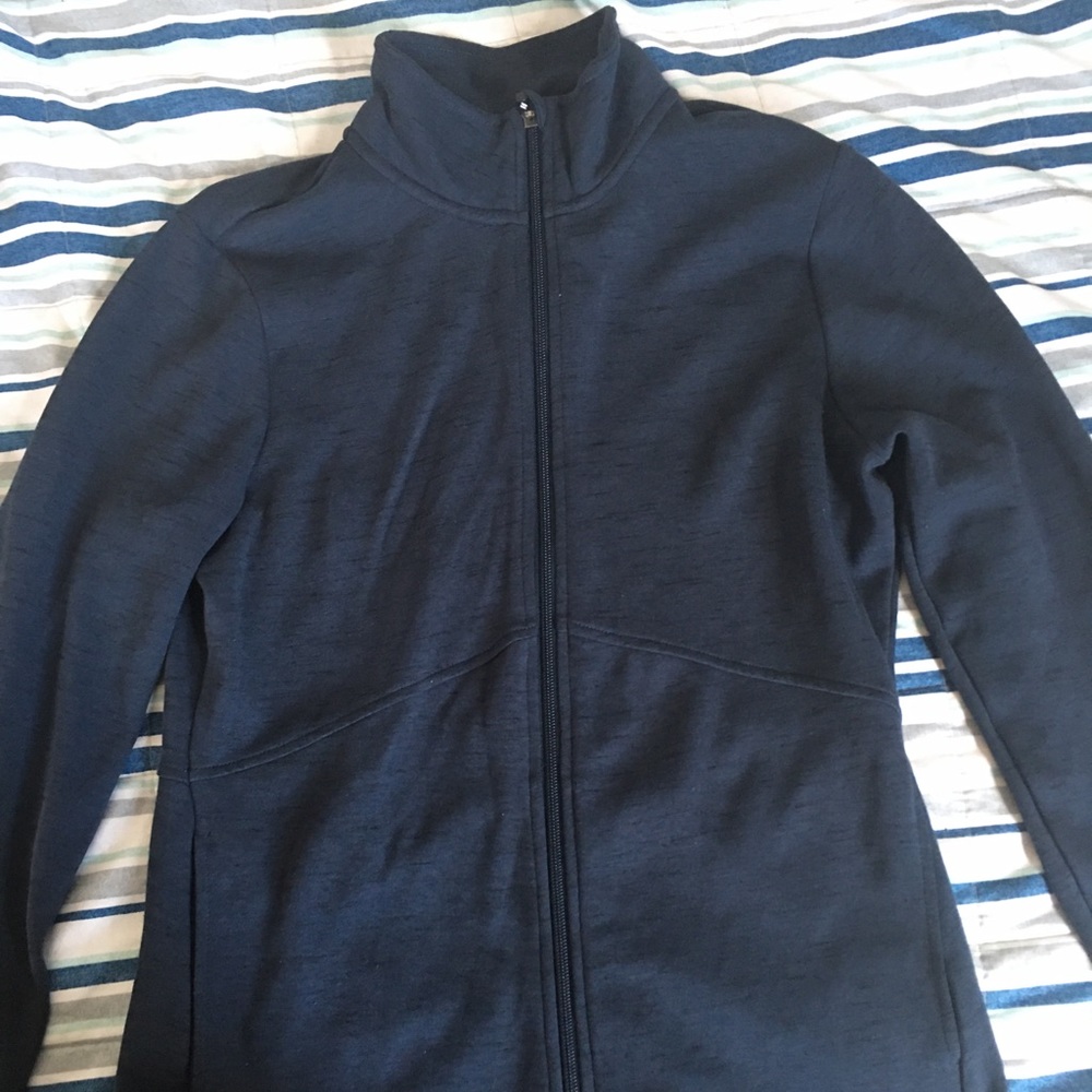 Navy blue zip up sweater